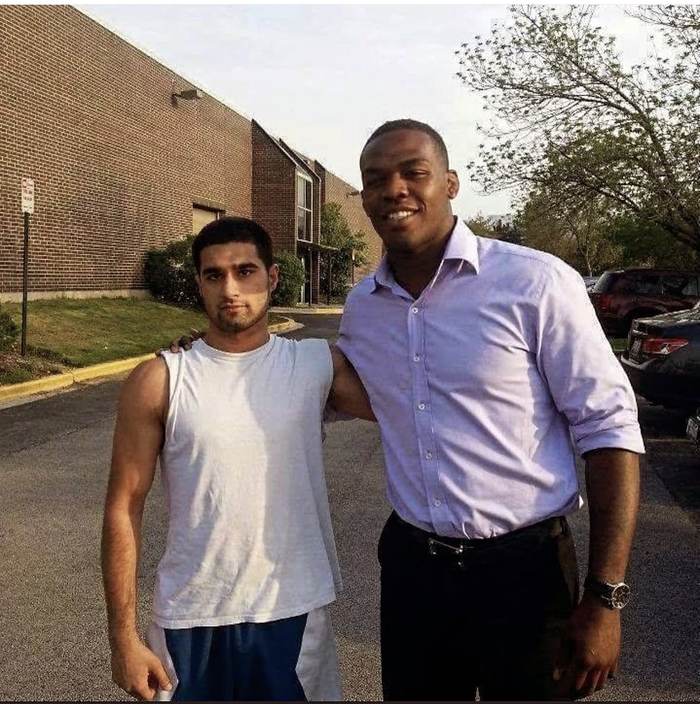 A young Feroz Khan with UFC legend Jon Jones